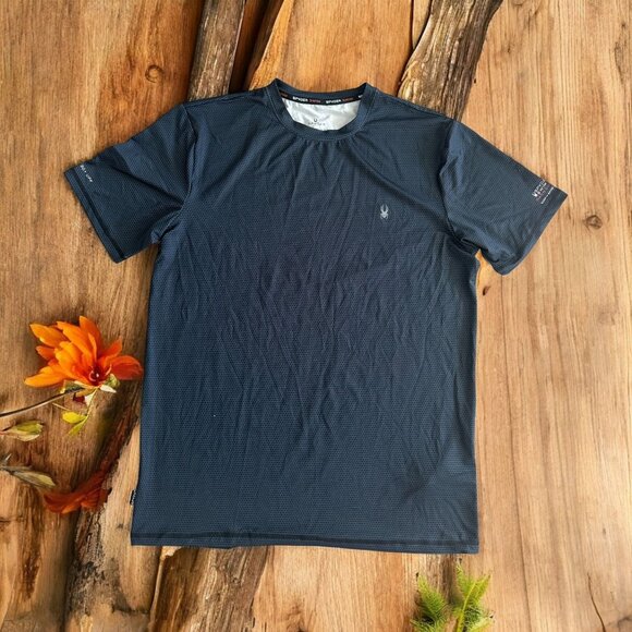 SPYDER Men's Black Patterned Swim Rash Guard T Shirt Sz M NEW NWT - Picture 1 of 8